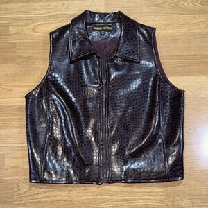 80s VTG Barami Couture PVC Pleather Vest Top Sz 6 Grunge Retro Witchy Biker